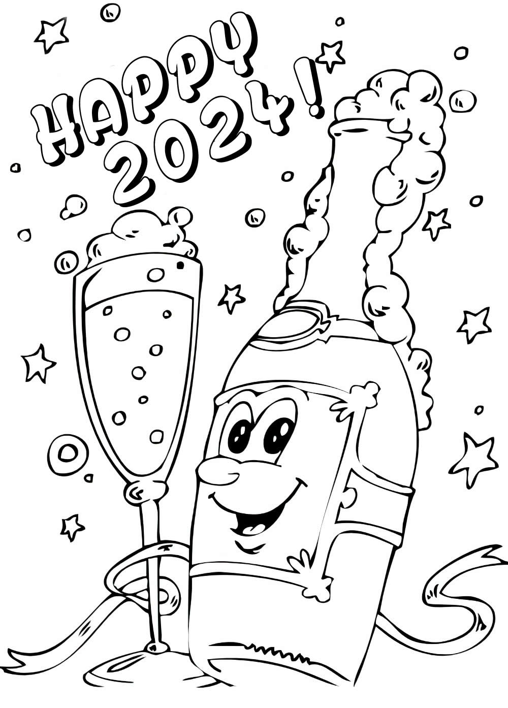 Toast to New Year's Eve 2024 coloring page